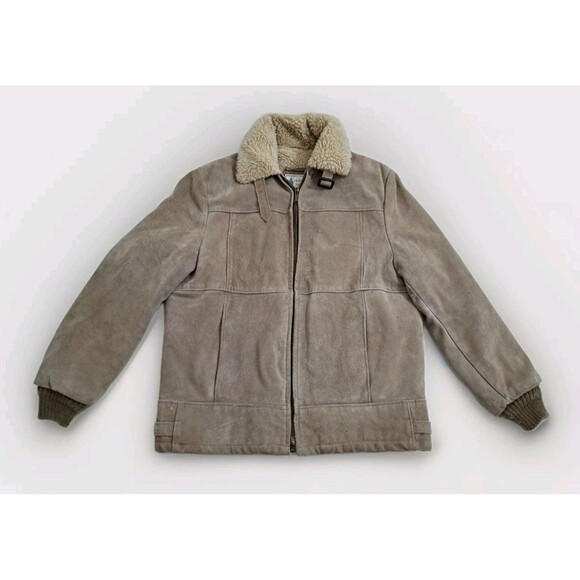 Vintage London Fog Suede Leather Rancher Bomber Aviator Jacket Coat 44 XL Lined - Picture 1 of 10